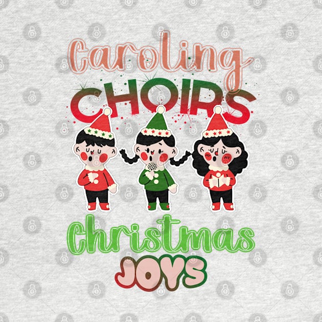 Caroling Choirs, Christmas Joys: Festive Ensembles, Melodic Hues, red, green and white by PopArtyParty
